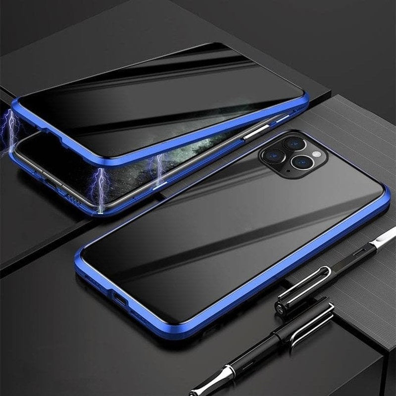 Glass front, glass back, metal all round