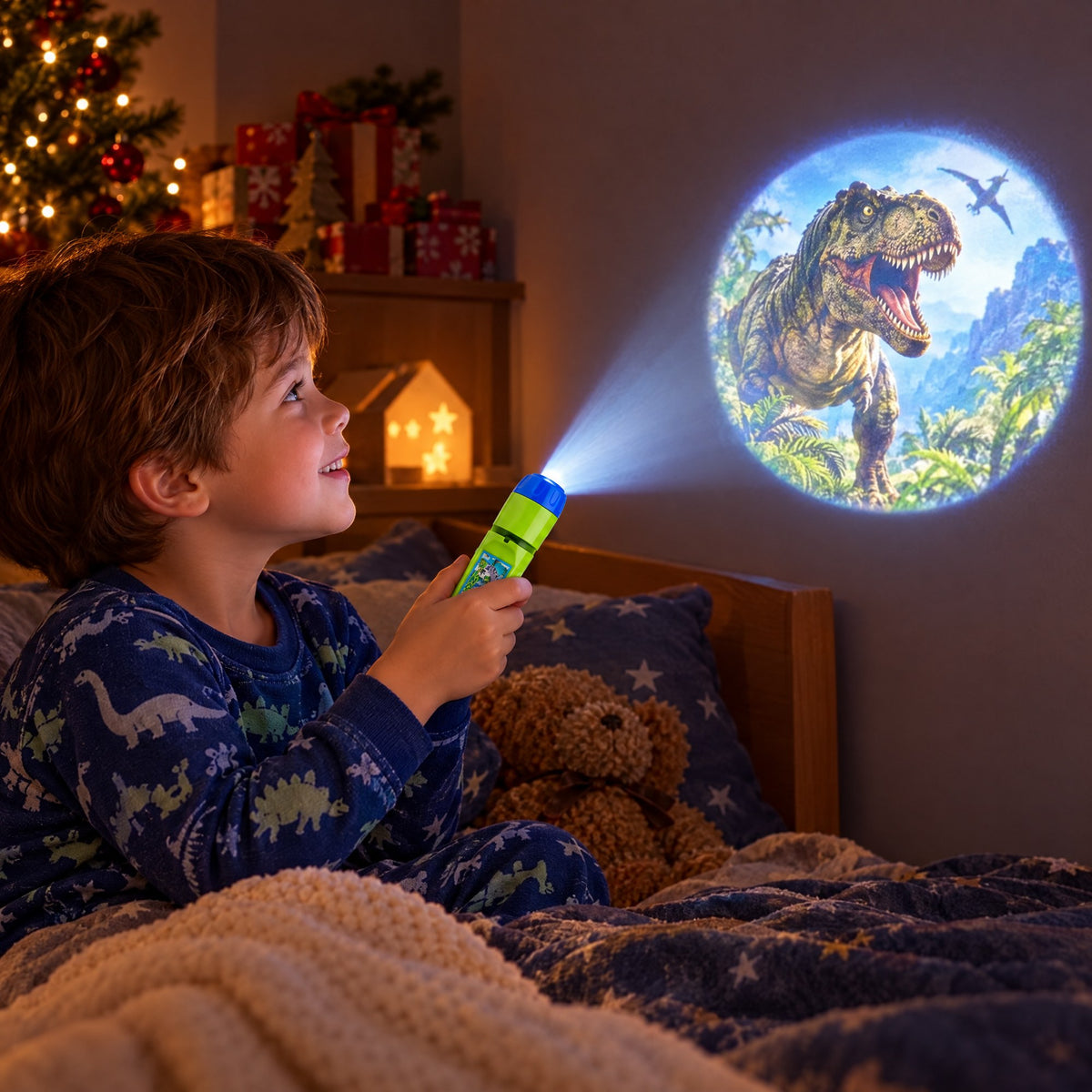 Dinosaurs on the bedroom wall