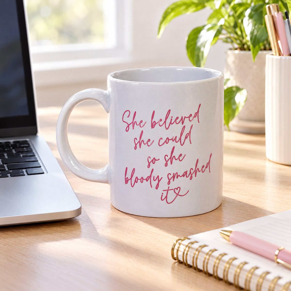 At home on the desk or the kitchen shelf