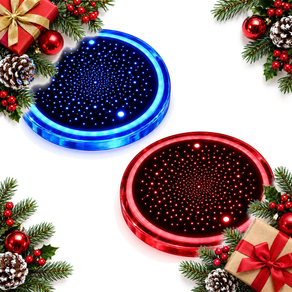 Starry LED Car Cup Holder Coasters, Pack of 2, USB Rechargeable