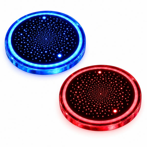 Starry LED Car Cup Holder Coasters, Pack of 2, USB Rechargeable