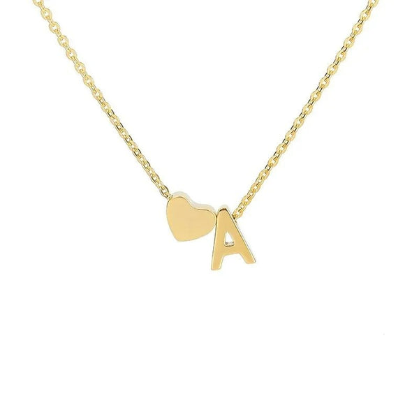 Tiny Initial Heart Necklace – Dainty Letter Pendant from A to Z