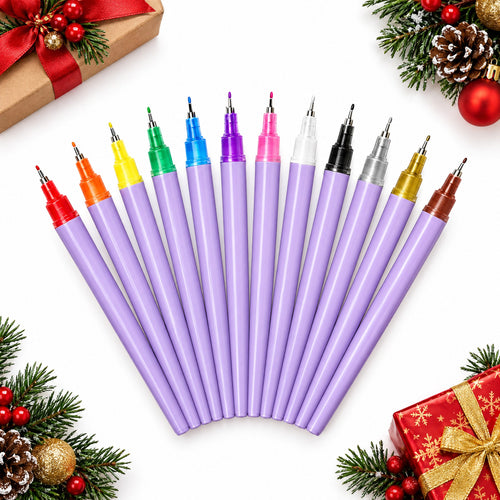 12-Colour Nail Art Pens Set – 0.5 mm Fine Tip for DIY Designs