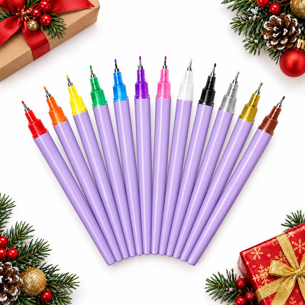 12-Colour Nail Art Pens Set – 0.5 mm Fine Tip for DIY Designs