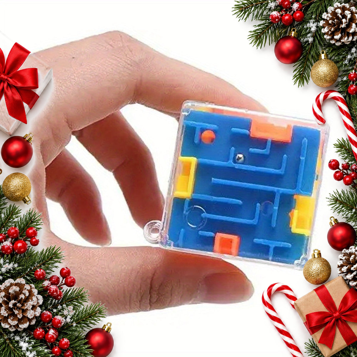 15 mini 3d maze cubes pocket ball puzzles for party bags — Christmas stocking filler gift