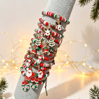 Christmas Charm Bracelets Set of 12 – Adjustable Clay Bead Bracelets