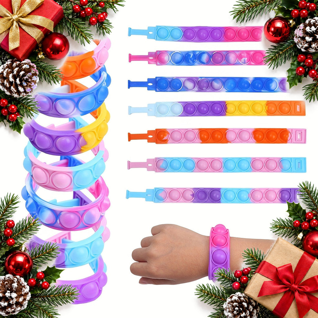 18 push bubble fidget bracelets adjustable silicone party pack — Christmas stocking filler gift