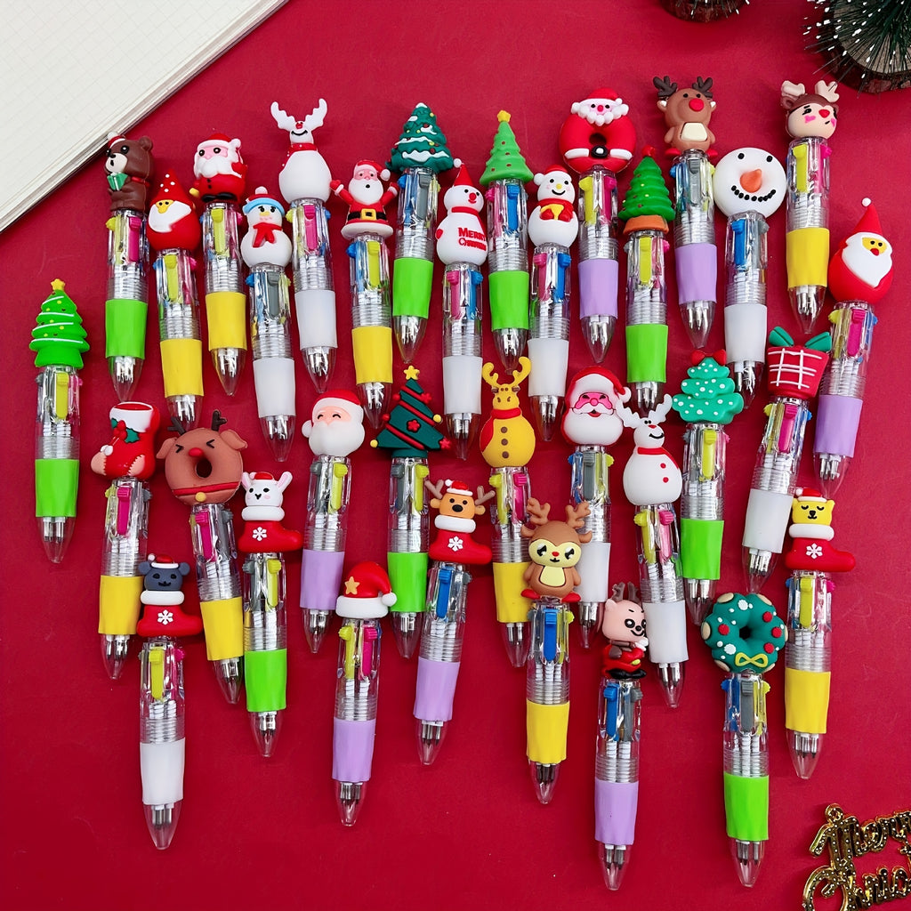 Christmas Mini Multicolour Pens with Festive Toppers – Party Pack