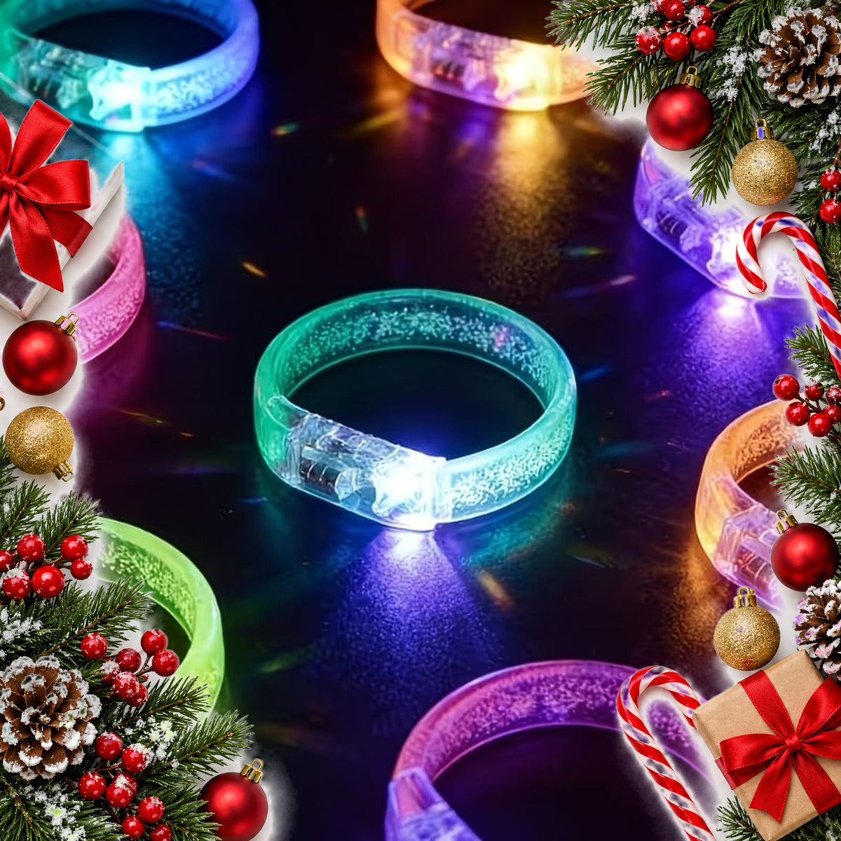 20 light up bubble bracelets for parties and new years eve — Christmas stocking filler gift