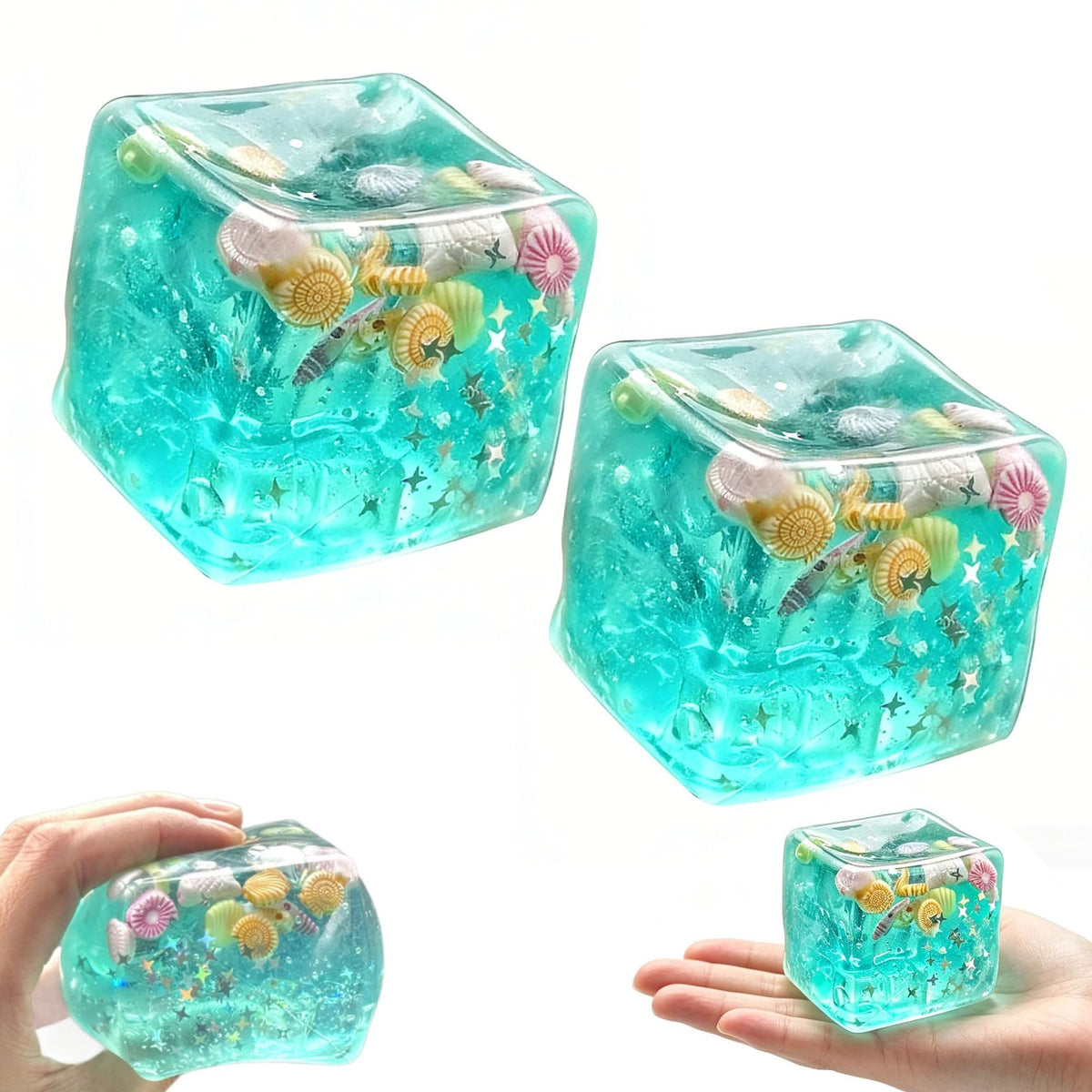 Ocean Squishy Ice Cube – Slow-Rise Sensory Squeeze Toy