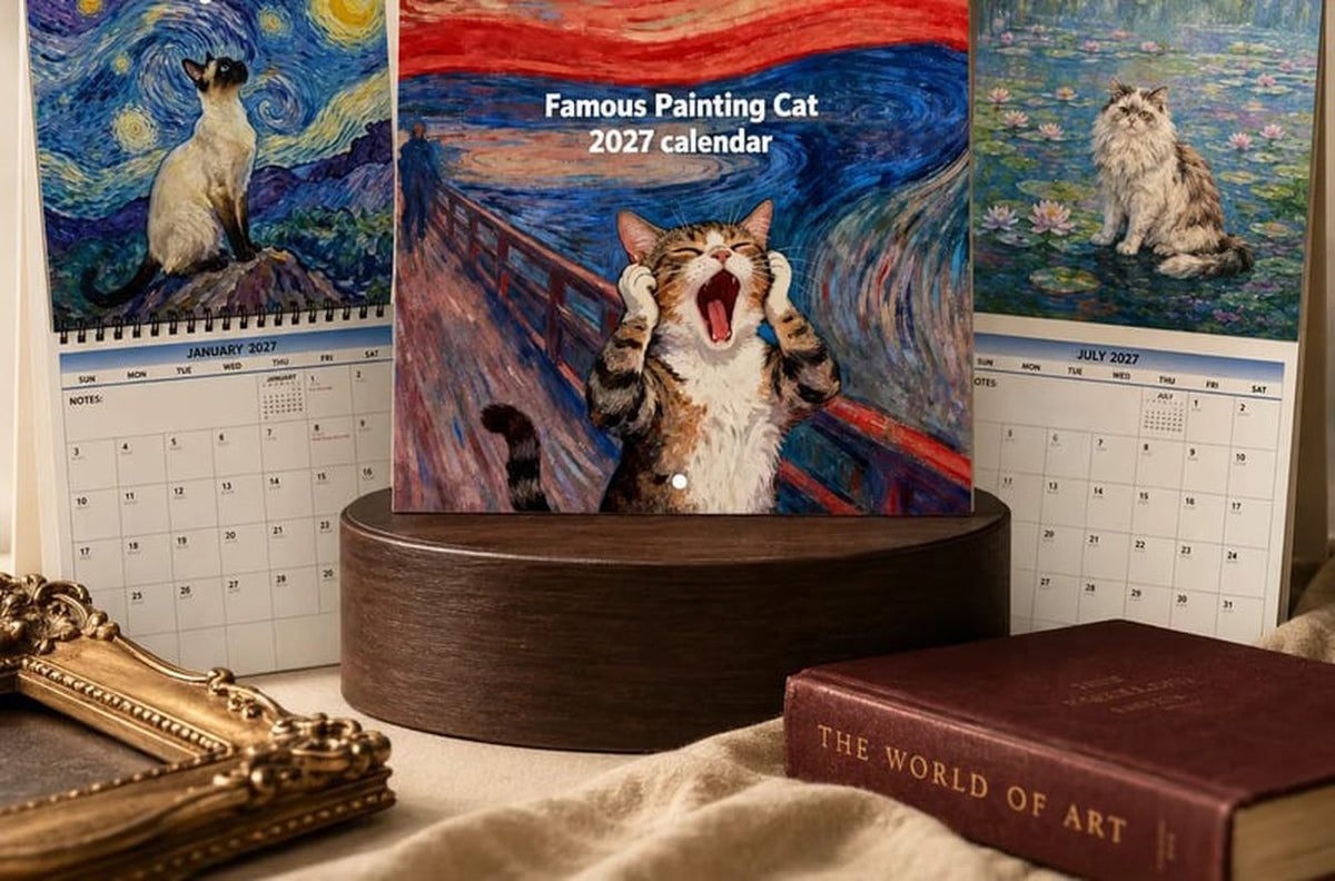 2027 Funny Cat Wall Calendar – Cats in Famous Paintings, 12 Months
