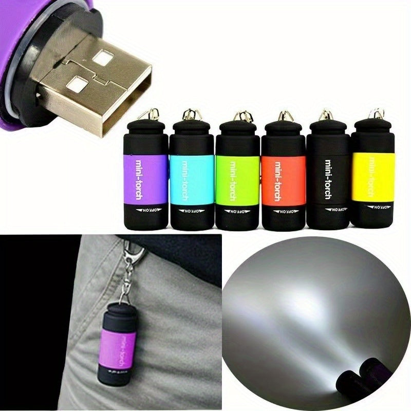 Mini USB Rechargeable Keyring Torch – Pocket Light in 13 Colours