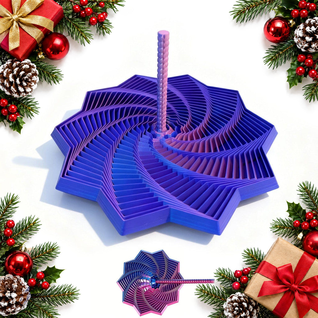 3d printed expanding fidget star pull and twist spiral sensory toy — Christmas stocking filler gift