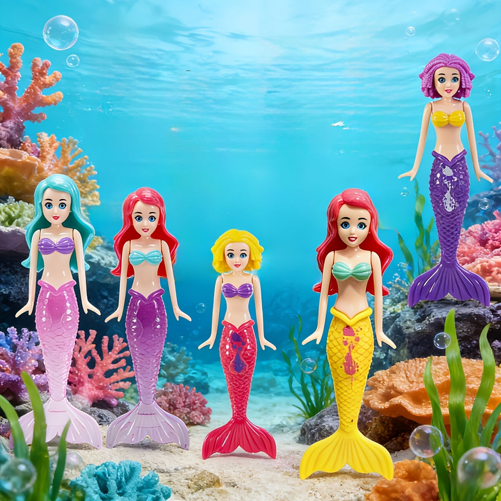 5 Mermaid Water Toys for Bath and Pool, Assorted Colours