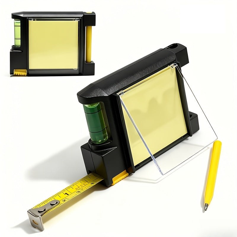 4-in-1 Tape Measure with Spirit Level, Sticky Notes and Pen
