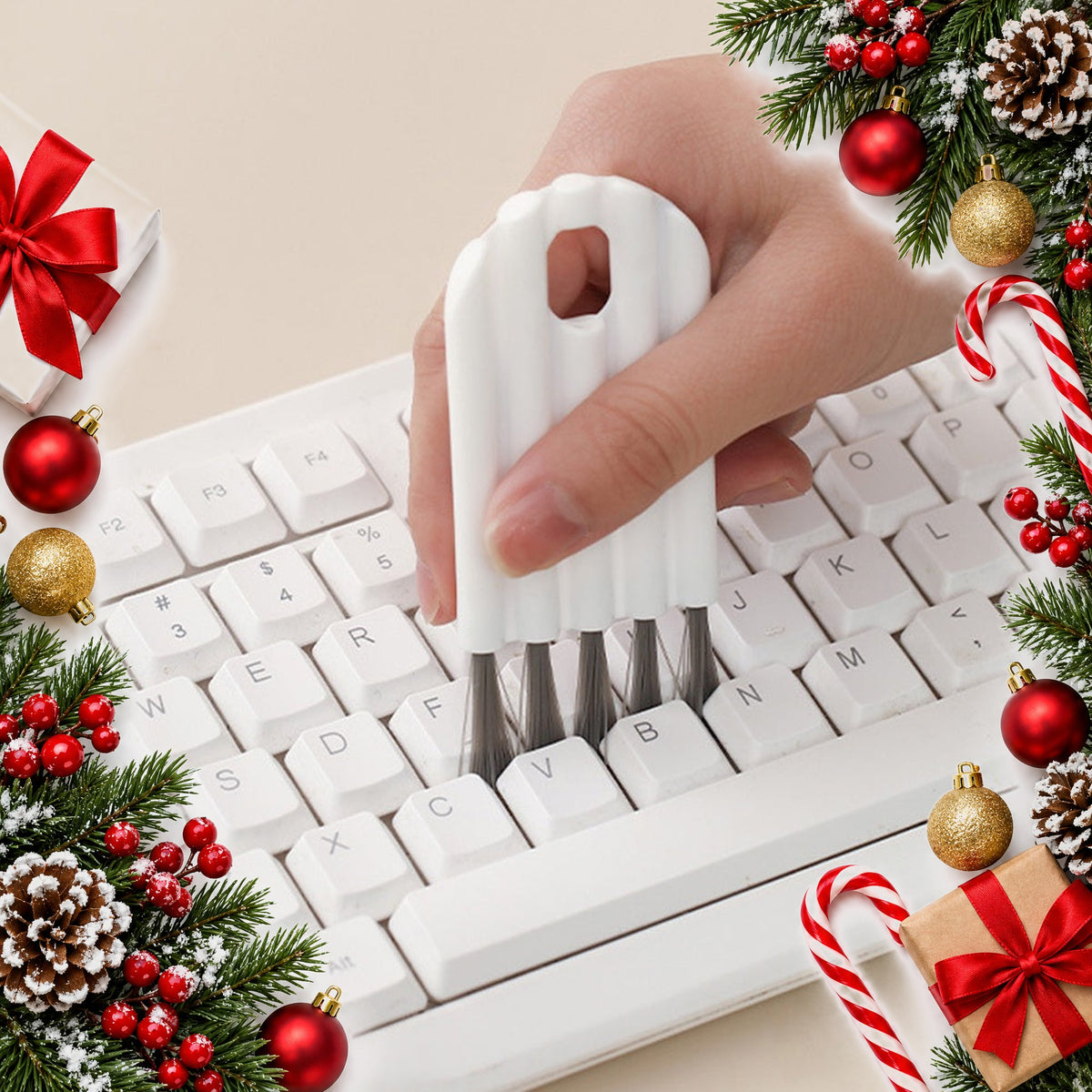 4 piece keyboard cleaning brush kit for laptops cameras earbuds — Christmas stocking filler gift