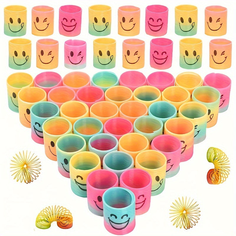 Mini Rainbow Spring Toys with Smiley Faces – Party Pack