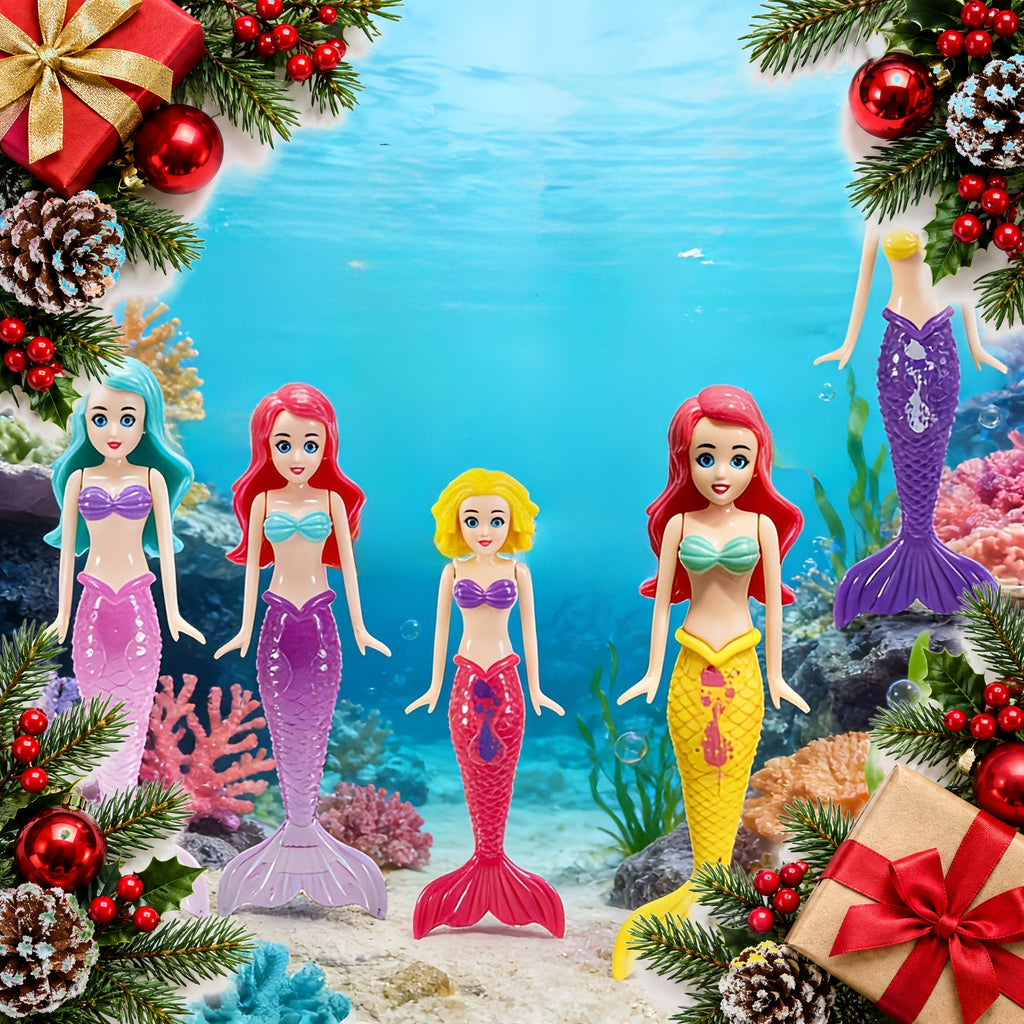 5 mermaid water toys for bath and pool assorted colours — Christmas stocking filler gift