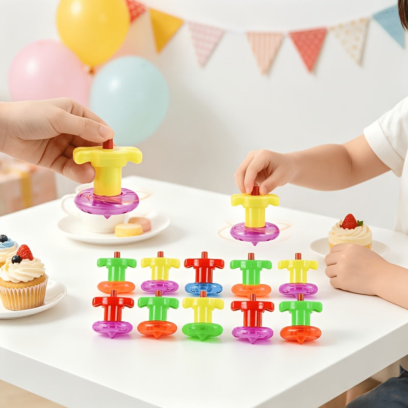 Spinning Tops Party Bag Set – 22 Tops with Push Launchers
