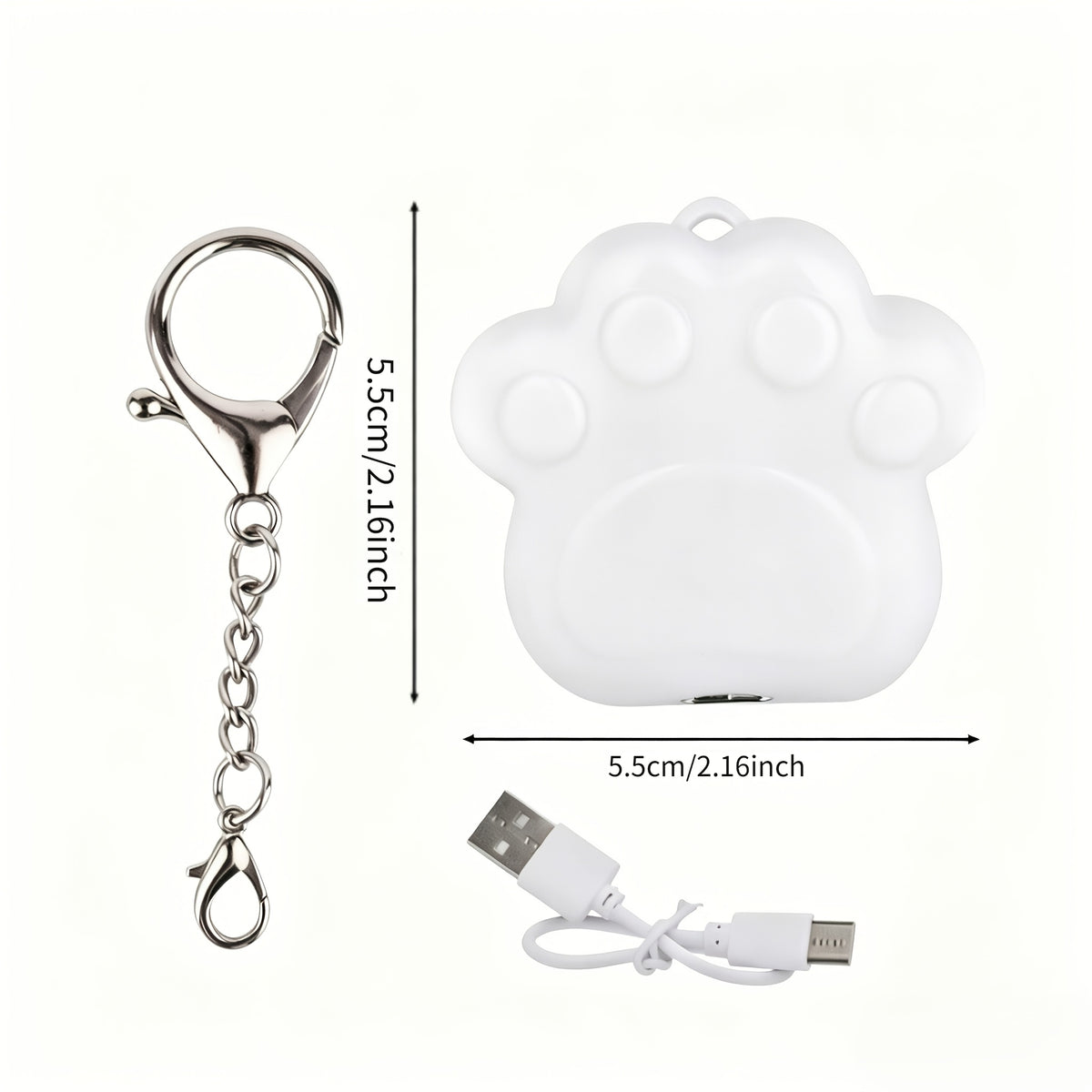 Paw or Star Purse Light Keyring, Touch Sensor, Rechargeable