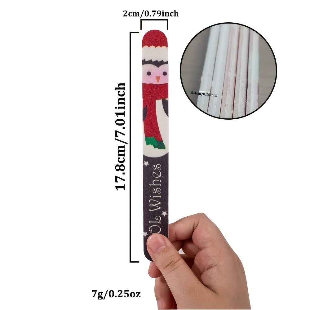 Christmas Nail Files Set of 5 – Double-Sided 180/240 Grit Emery Boards