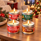 Christmas Scented Soy Candle Tins Gift Set of 4