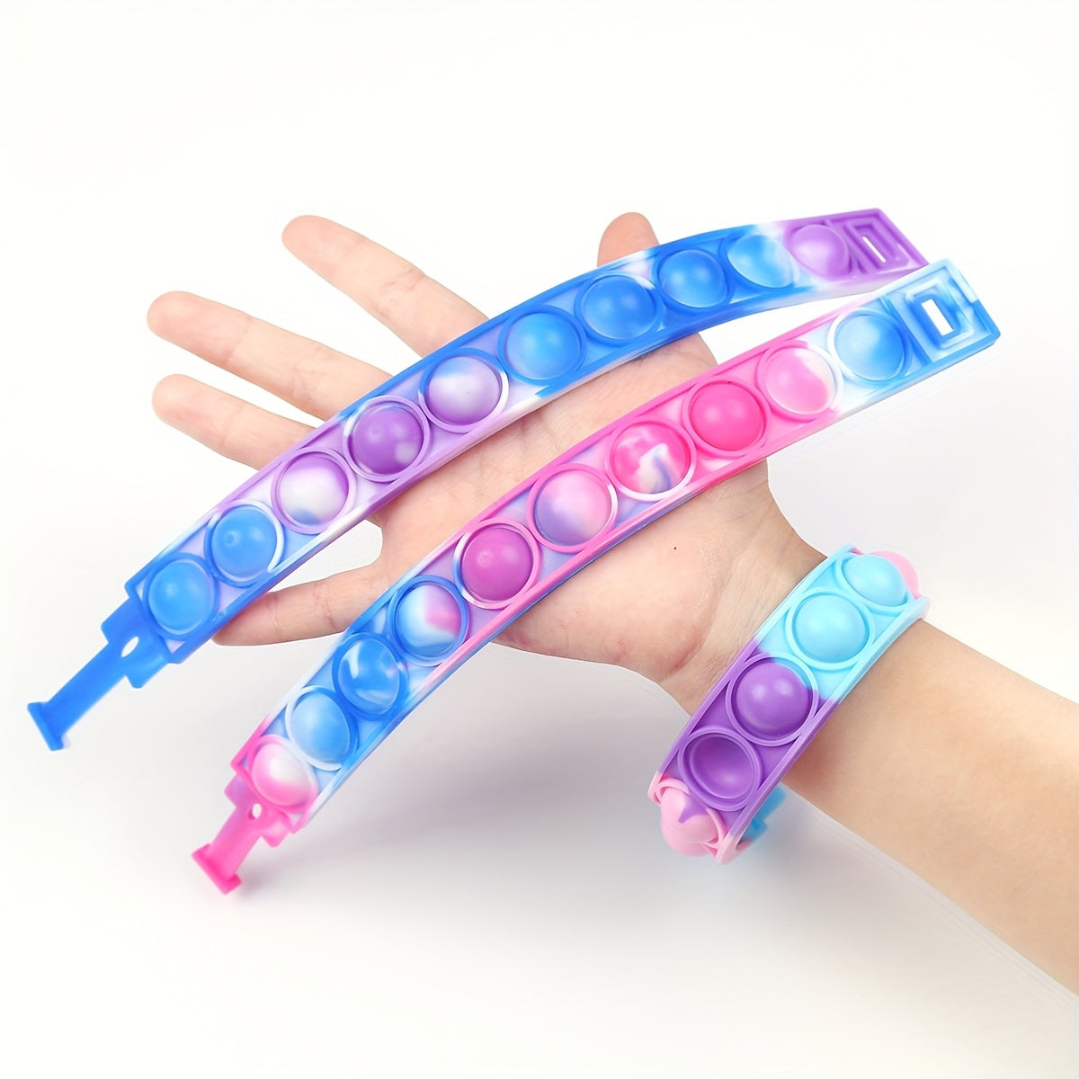 18 Push Bubble Fidget Bracelets, Adjustable Silicone Party Pack