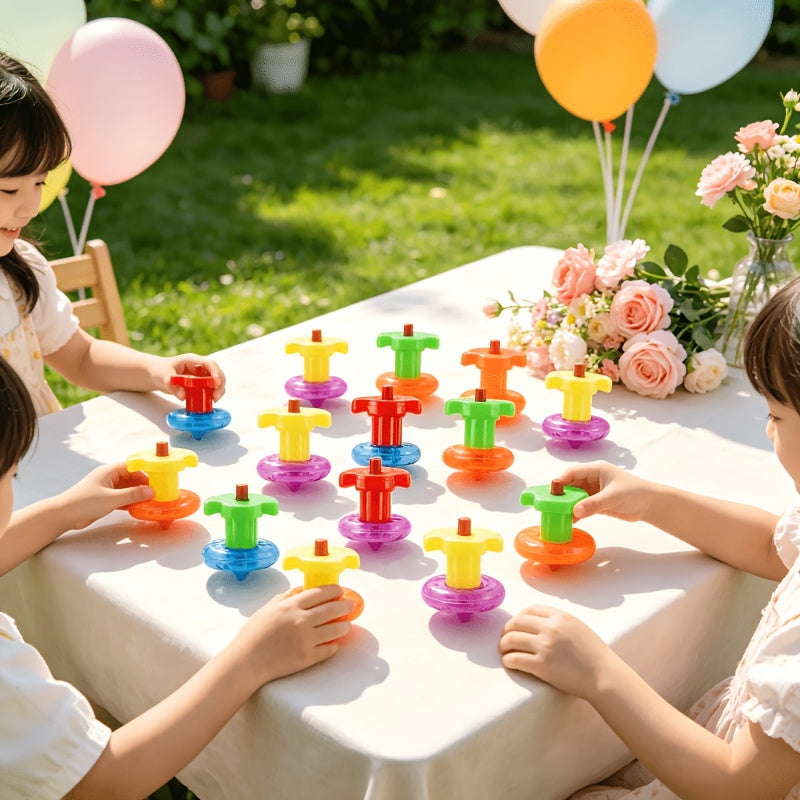 Spinning Tops Party Bag Set – 22 Tops with Push Launchers