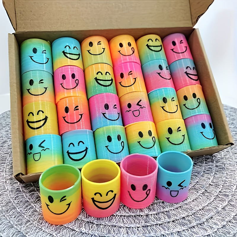 Mini Rainbow Spring Toys with Smiley Faces – Party Pack