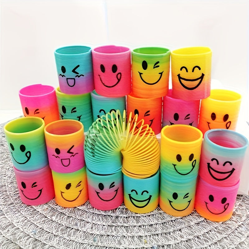 Mini Rainbow Spring Toys with Smiley Faces – Party Pack