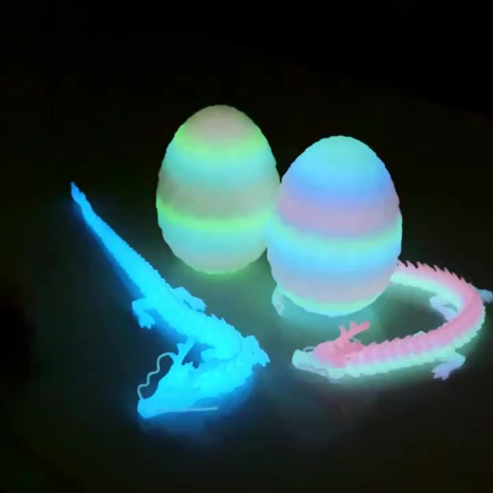 Articulated Glow-in-the-Dark Crystal Dragon and Egg Set