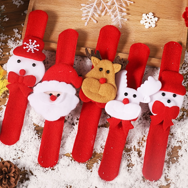 Christmas Slap Bracelets Pack of 10 – Santa, Snowman & Reindeer