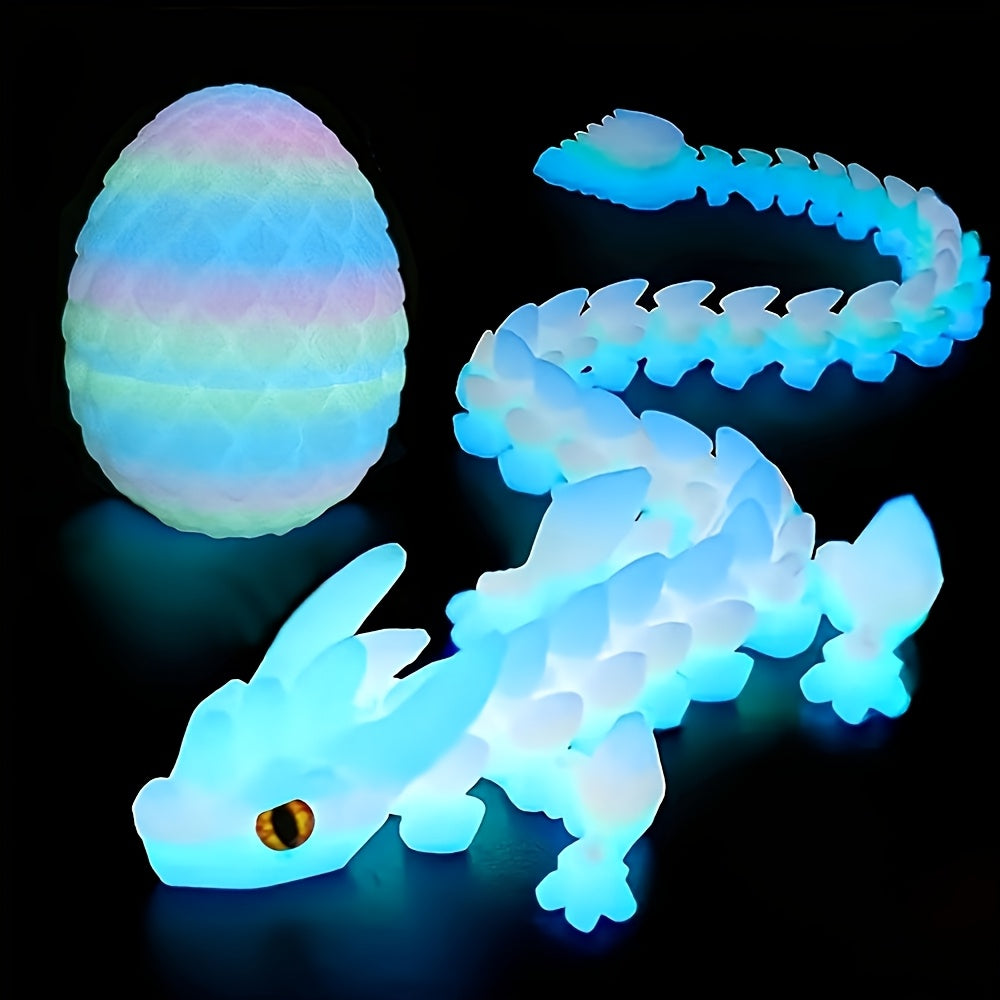 Articulated Glow-in-the-Dark Crystal Dragon and Egg Set