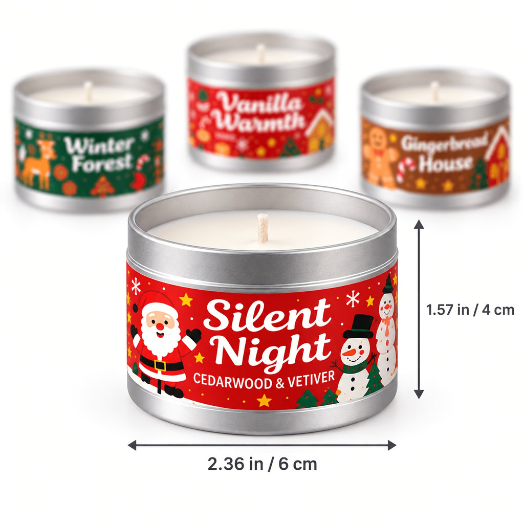 Christmas Scented Soy Candle Tins Gift Set of 4
