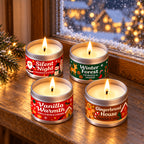 Christmas Scented Soy Candle Tins Gift Set of 4