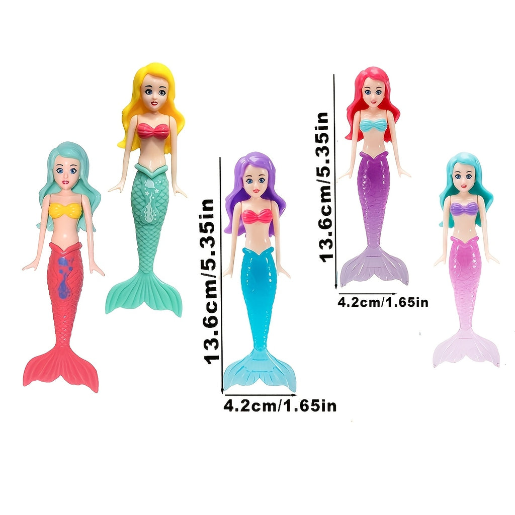 5 Mermaid Water Toys for Bath and Pool, Assorted Colours
