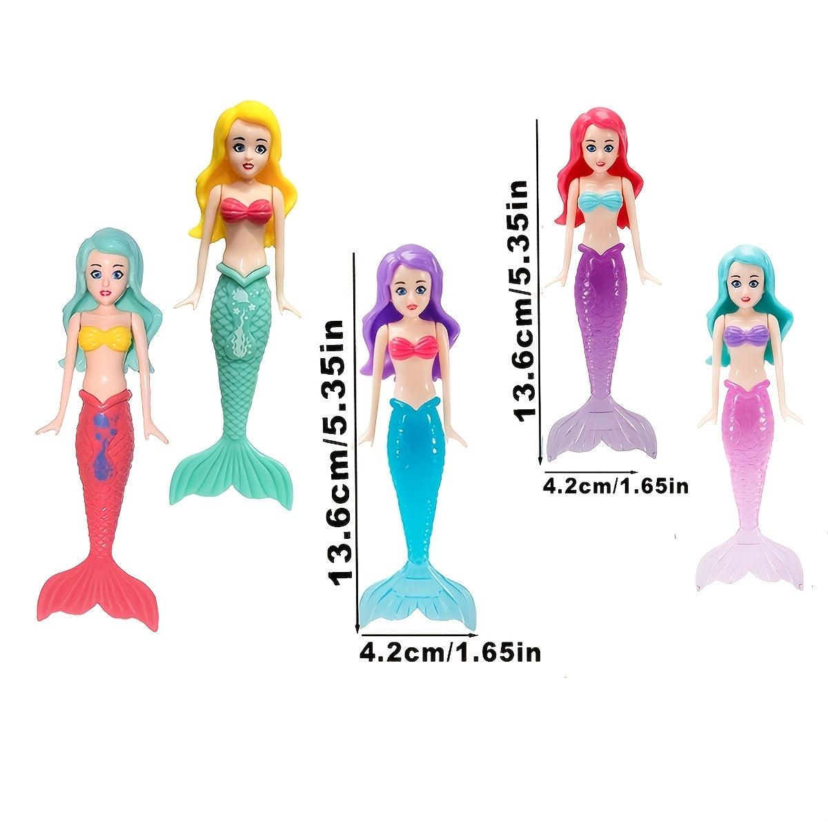 5 Mermaid Water Toys for Bath and Pool, Assorted Colours