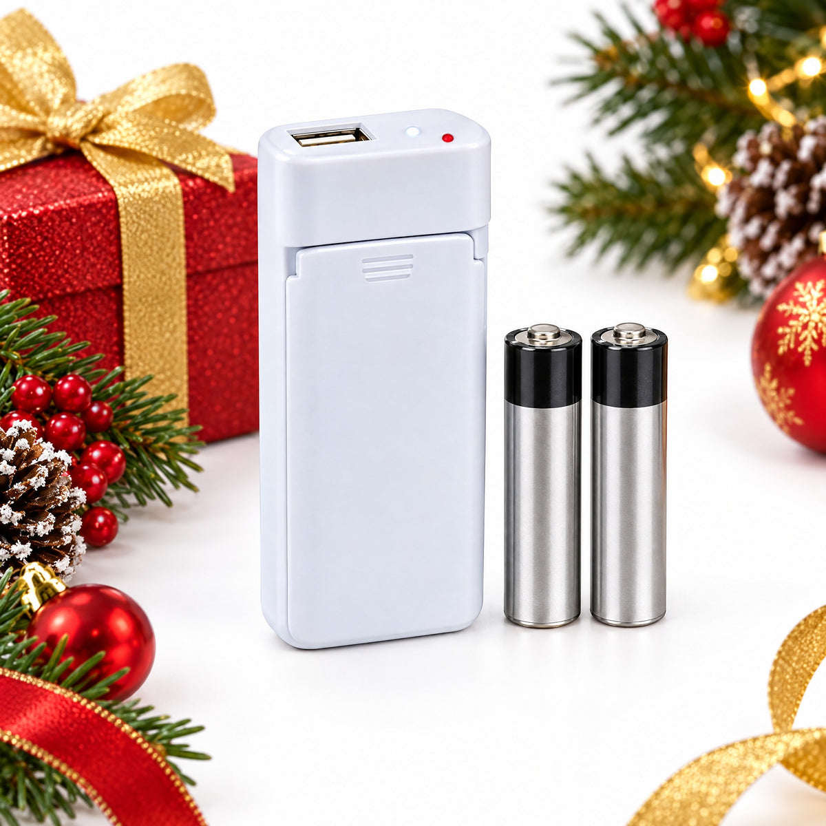AA Battery Emergency Phone Charger with Built-In LED Torch