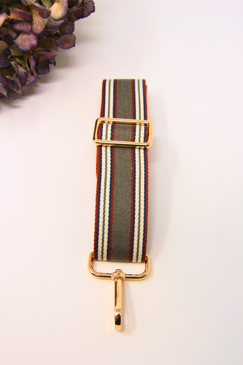 Adjustable Woven Crossbody Bag Strap with Gold-Tone Snap Hooks