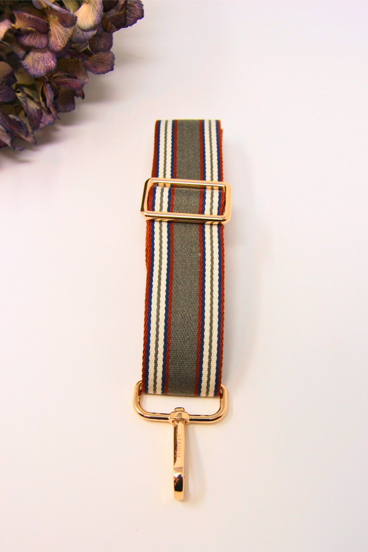 Adjustable Woven Crossbody Bag Strap with Gold-Tone Snap Hooks