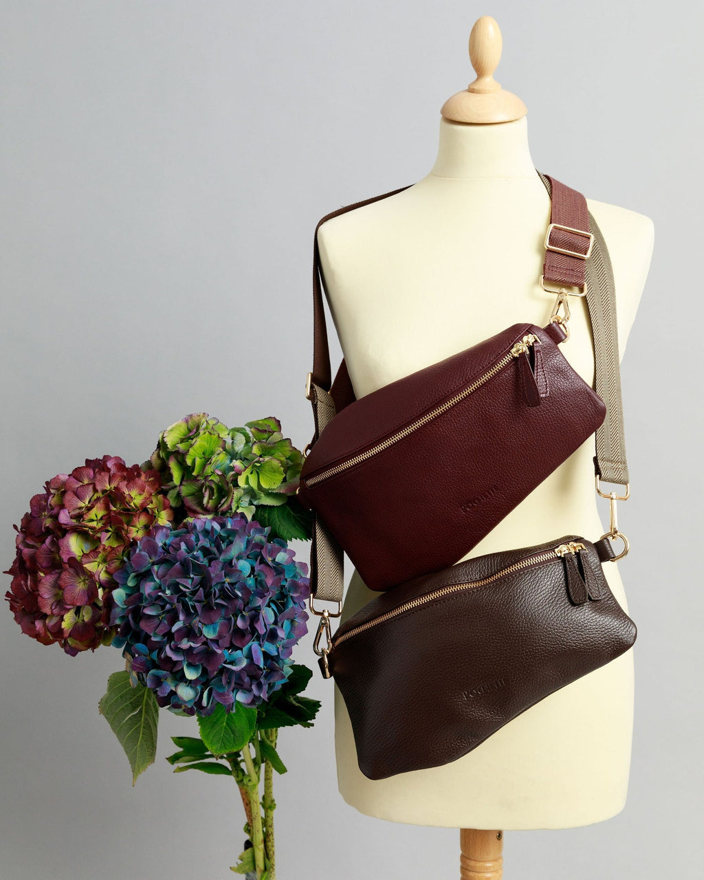 Adjustable Woven Crossbody Bag Strap with Gold-Tone Snap Hooks
