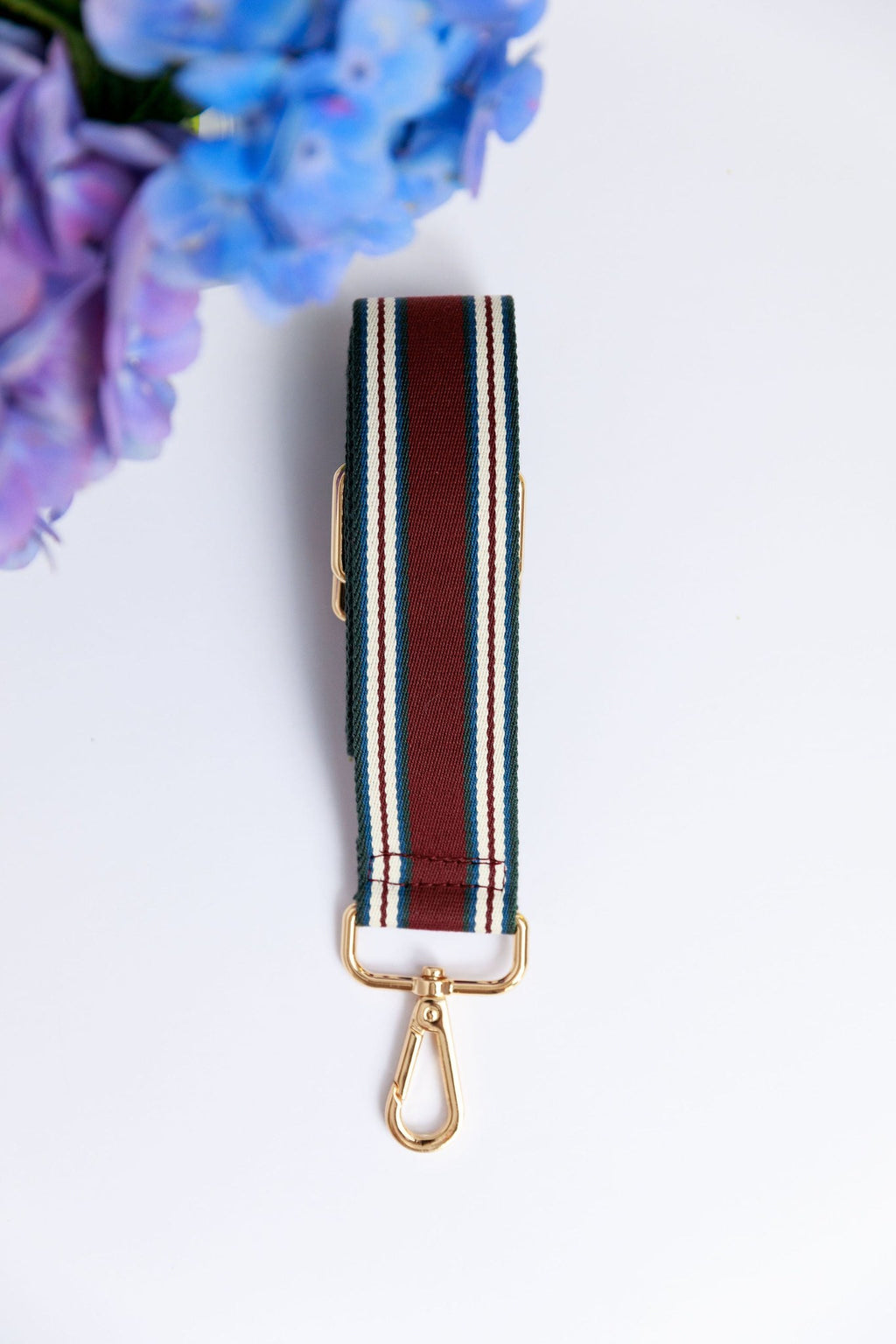 Adjustable Woven Crossbody Bag Strap with Gold-Tone Snap Hooks