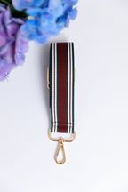 Adjustable Woven Crossbody Bag Strap with Gold-Tone Snap Hooks
