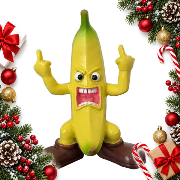 Angry Banana Desk Figurine with Rude Gesture, Funny Office Gift
