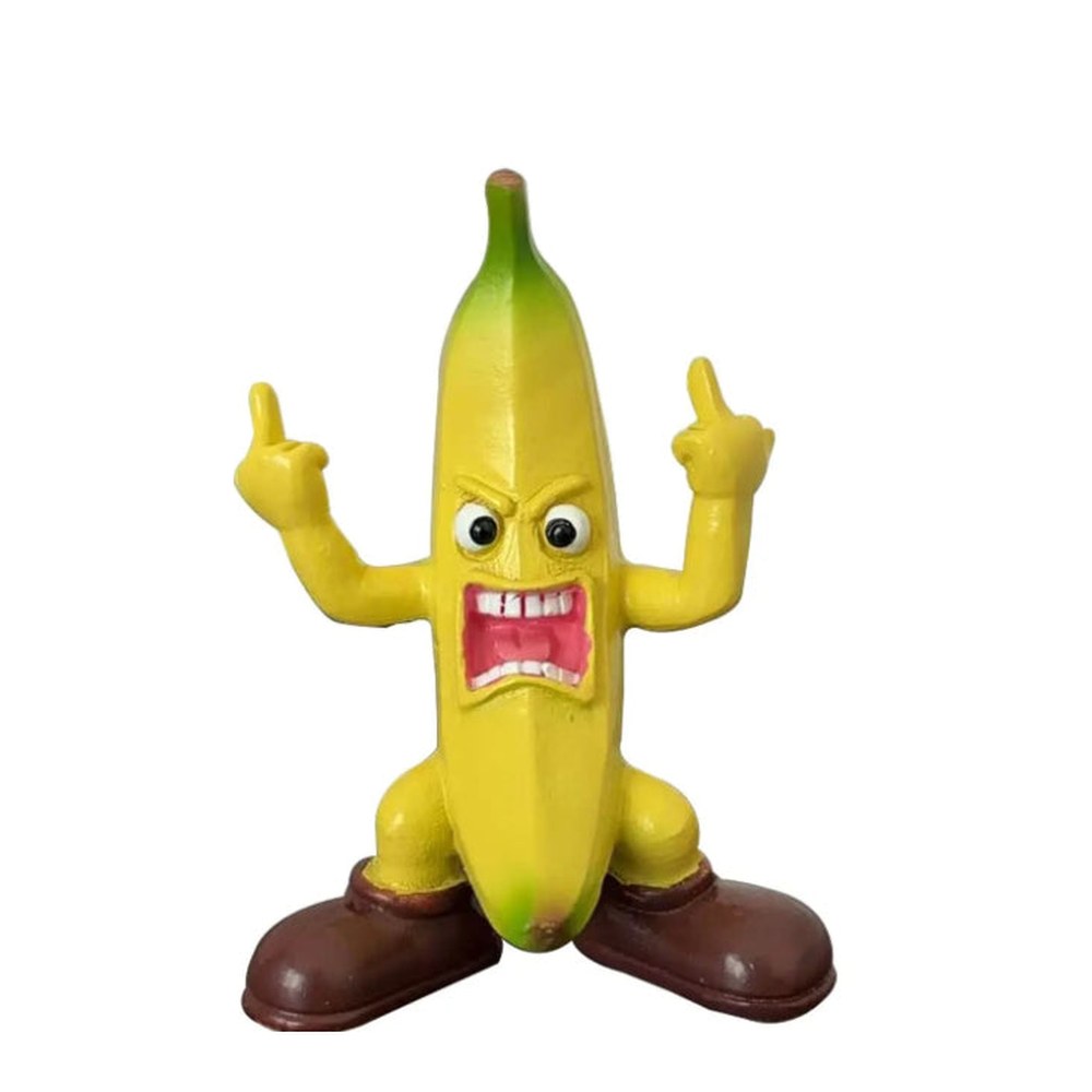 Angry Banana Desk Figurine with Rude Gesture, Funny Office Gift