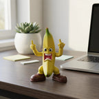 Angry Banana Desk Figurine with Rude Gesture, Funny Office Gift
