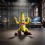 Angry Banana Desk Figurine with Rude Gesture, Funny Office Gift