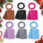 Beaded Wristlet Card Holder Wallet for Gift Cards, with Tassel