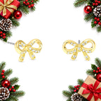 bow stud earrings in a christmas cracker gift box gold or silver — Christmas stocking filler gift
