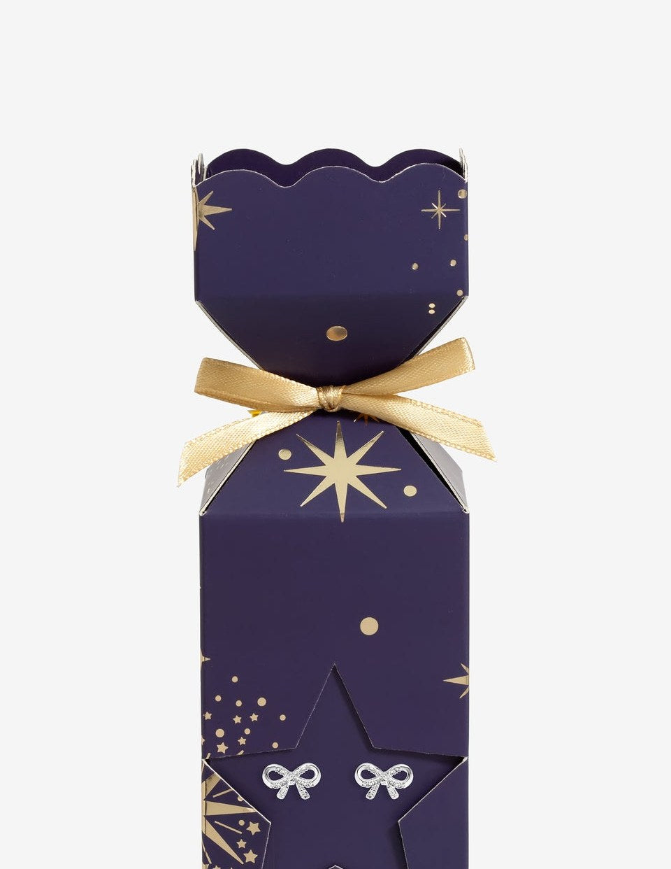 Bow Stud Earrings in a Christmas Cracker Gift Box – Gold or Silver